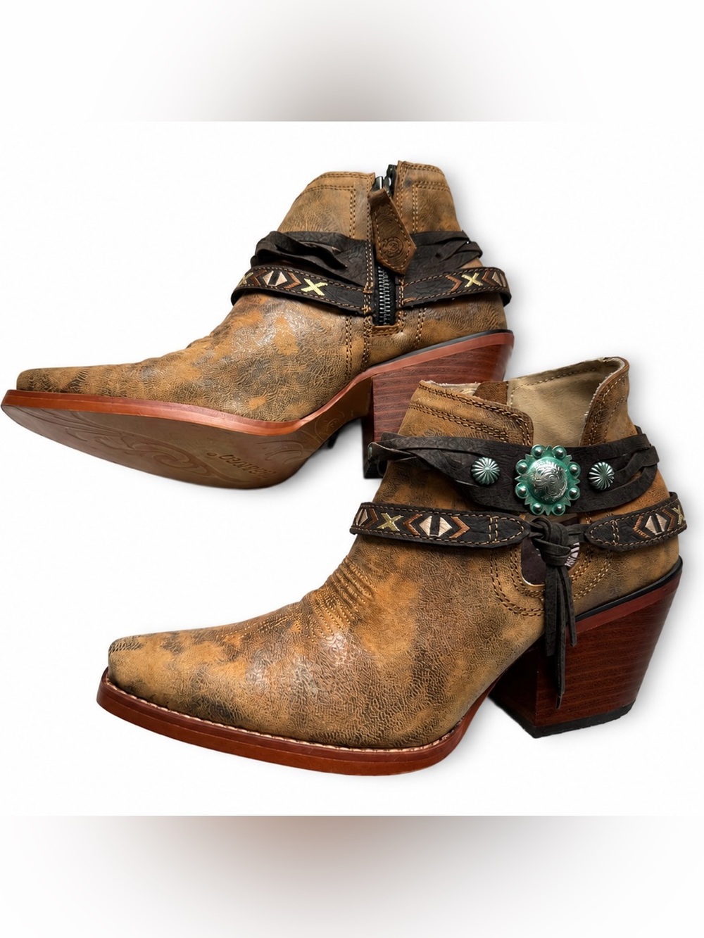 Durango Crush Women’s Western Ankle Boots DRD0398 Brown Leather Size 7.5M NWOB